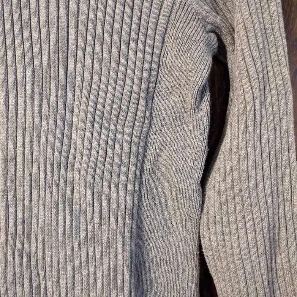 Grey Ribbed Quarter Zip Sweater - Picture 2 of 6